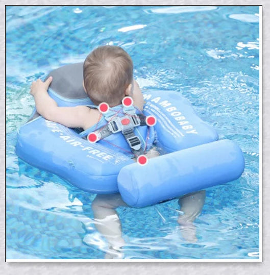 Smart Swim Trainer Baby Airless Float Ring with UV-proof canopy, designed for infant water safety and comfort
