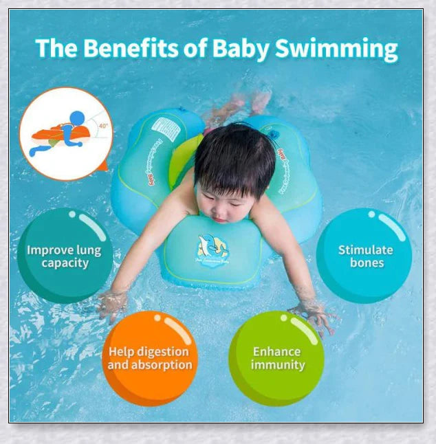 Smart Swim Trainer Baby Airless Float Ring with UV-proof canopy, designed for infant water safety and comfort