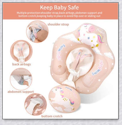 Smart Swim Trainer Baby Airless Float Ring with UV-proof canopy, designed for infant water safety and comfort