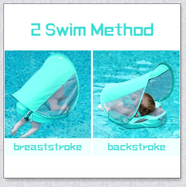 Smart Swim Trainer Baby Airless Float Ring with UV-proof canopy, designed for infant water safety and comfort