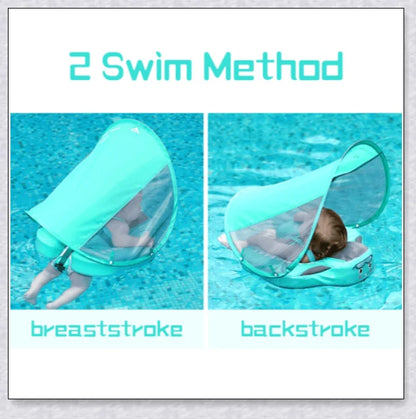 Smart Swim Trainer Baby Airless Float Ring with UV-proof canopy, designed for infant water safety and comfort