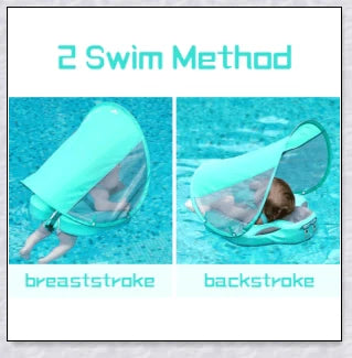 Smart Swim Trainer Baby Airless Float Ring with UV-proof canopy, designed for infant water safety and comfort