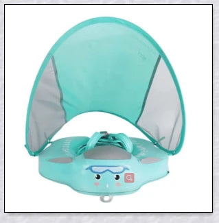 Smart Swim Trainer Baby Airless Float Ring with UV-proof canopy, designed for infant water safety and comfort