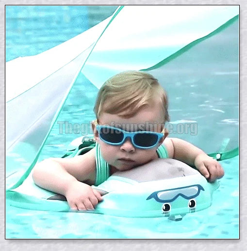 Smart Swim Trainer Baby Airless Float Ring with UV-proof canopy, designed for infant water safety and comfort