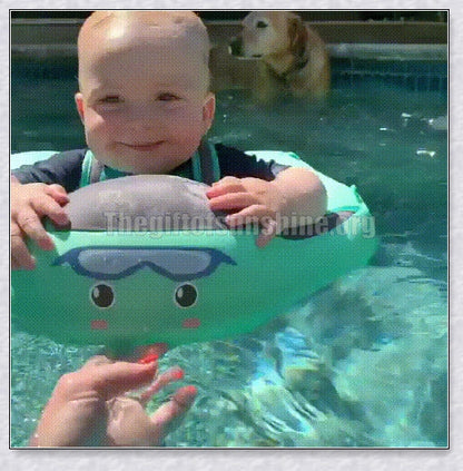 Smart Swim Trainer Baby Airless Float Ring with UV-proof canopy, designed for infant water safety and comfort