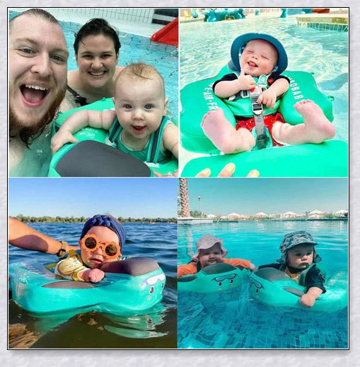 Smart Swim Trainer Baby Airless Float Ring with UV-proof canopy, designed for infant water safety and comfort