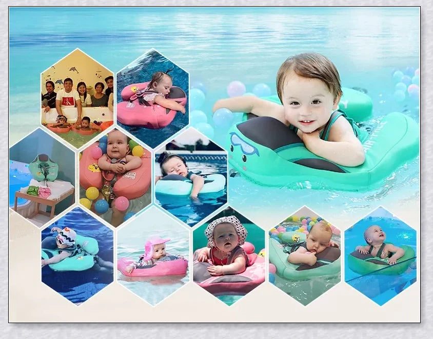 Smart Swim Trainer Baby Airless Float Ring with UV-proof canopy, designed for infant water safety and comfort