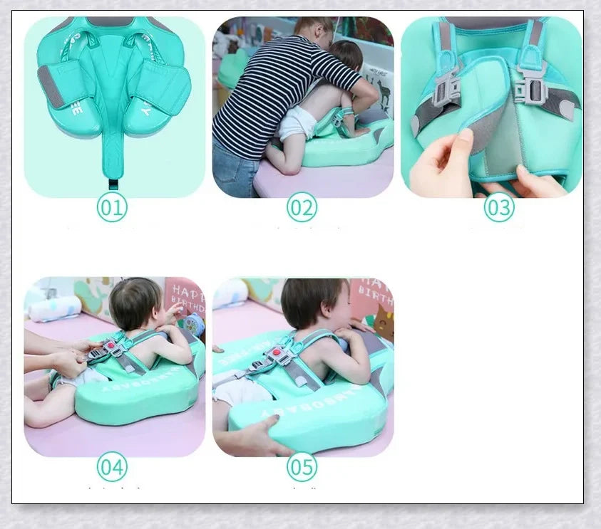 Smart Swim Trainer Baby Airless Float Ring with UV-proof canopy, designed for infant water safety and comfort