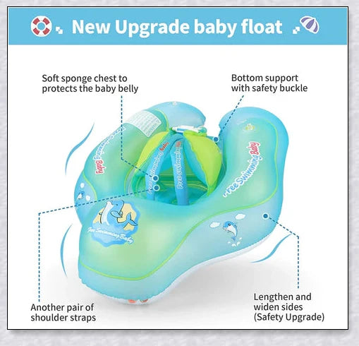 Smart Swim Trainer Baby Airless Float Ring with UV-proof canopy, designed for infant water safety and comfort