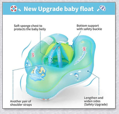 Smart Swim Trainer Baby Airless Float Ring with UV-proof canopy, designed for infant water safety and comfort
