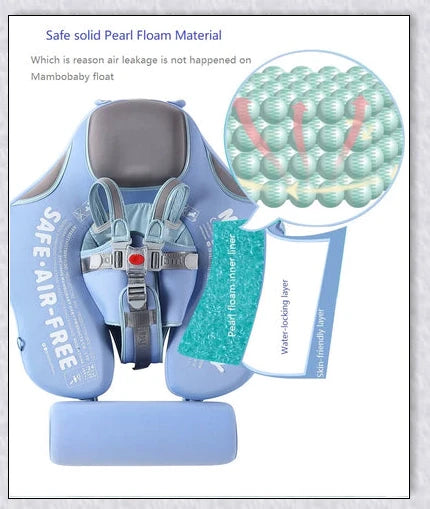 Smart Swim Trainer Baby Airless Float Ring with UV-proof canopy, designed for infant water safety and comfort