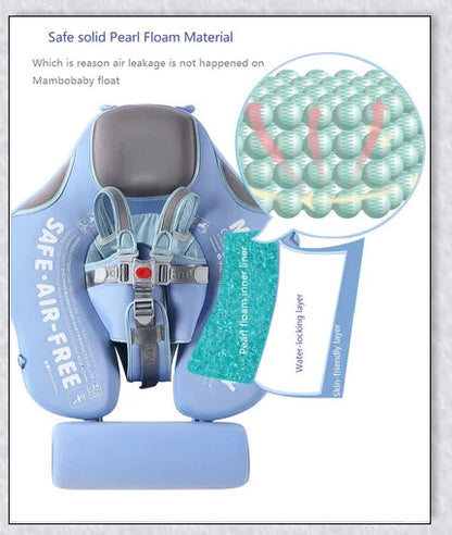 Smart Swim Trainer Baby Airless Float Ring with UV-proof canopy, designed for infant water safety and comfort