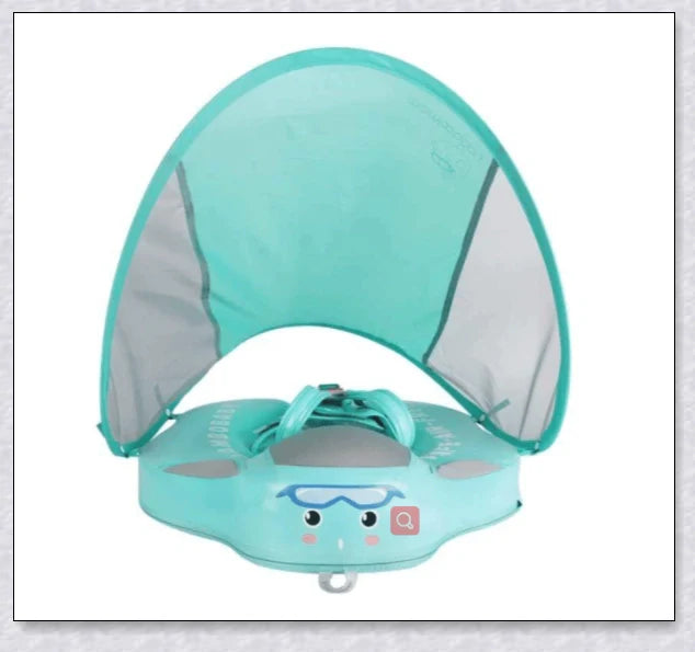 Smart Swim Trainer Baby Airless Float Ring with UV-proof canopy, designed for infant water safety and comfort