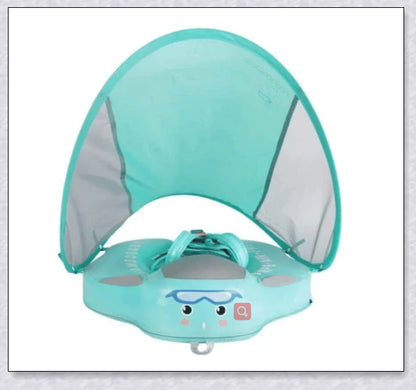 Smart Swim Trainer Baby Airless Float Ring with UV-proof canopy, designed for infant water safety and comfort