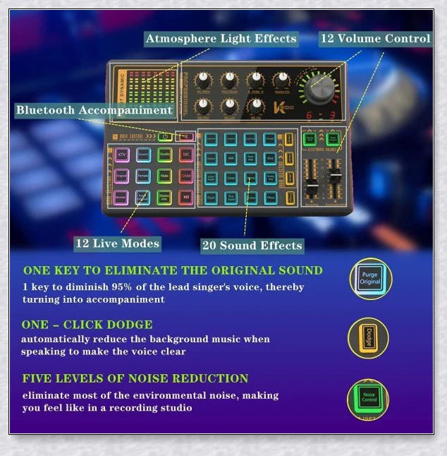 Voice Changer Live Board with various audio controls and voice transformation options