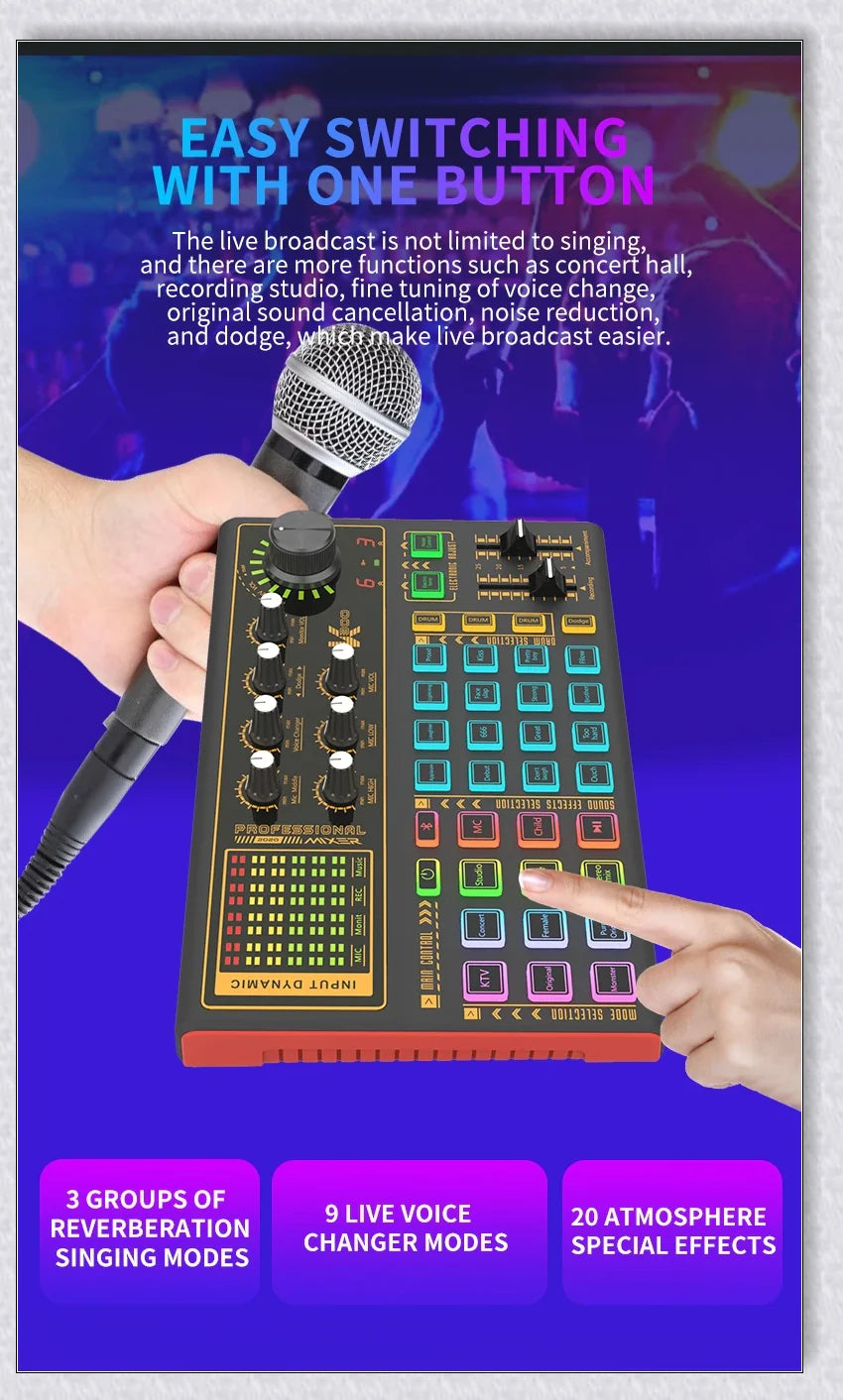 Voice Changer Live Board with various audio controls and voice transformation options