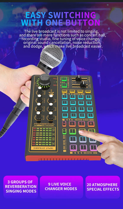 Voice Changer Live Board with various audio controls and voice transformation options