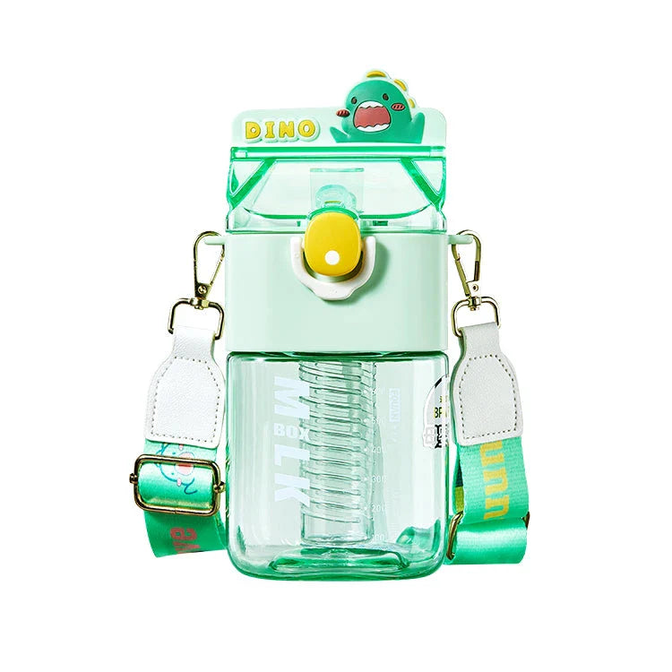 Cartoon Strap Plastic Cup with Straw and Tea Leak - Premium Tritan Material, Durable and Stylish Drinkware