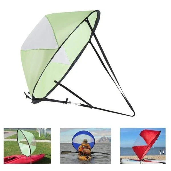 A high-quality, foldable sail designed for kayaks, canoes, and inflatable boats, providing a boost in speed and UV protection.