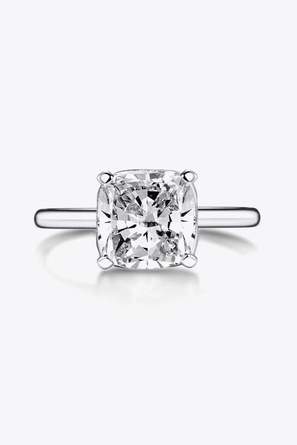Minimalist 3.5 carat zircon ring in 925 sterling silver with platinum plating