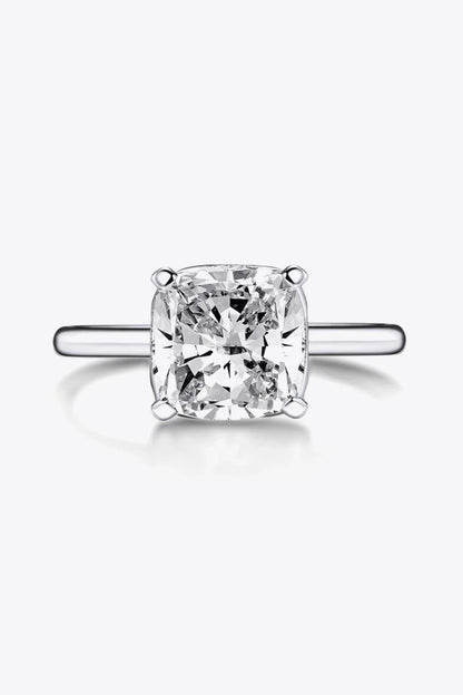 Minimalist 3.5 carat zircon ring in 925 sterling silver with platinum plating