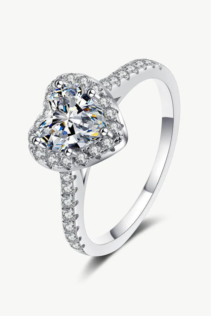 Trendha 1 Carat Moissanite Heart-Shaped Ring - Captivating Elegance in 925 Sterling Silver