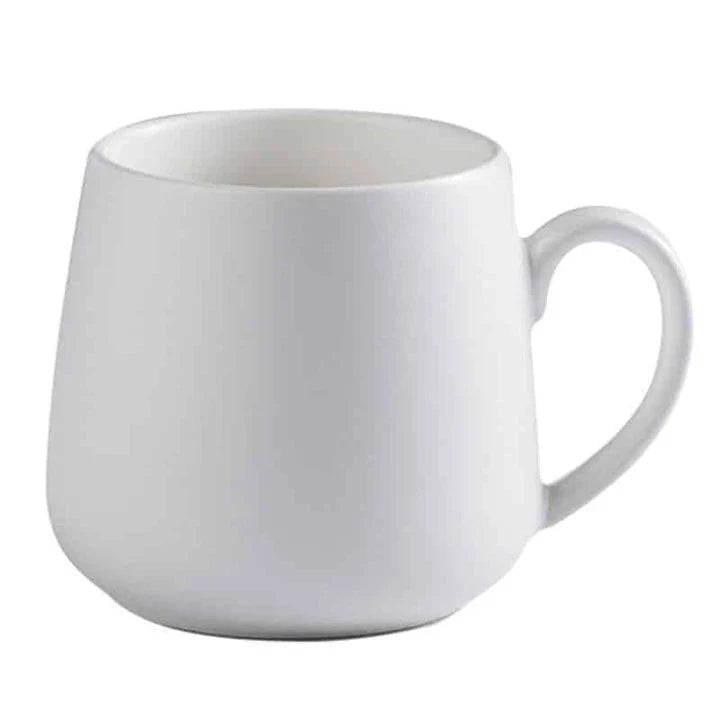 A modern, matte-textured ceramic coffee mug in a variety of colors, with a comfortable handle and generous 10.82 oz capacity.