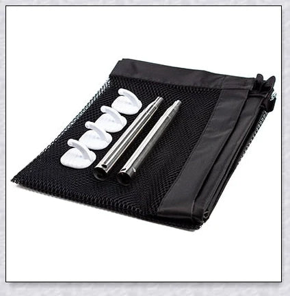 A black, adjustable pet gate made of high-quality mesh material, designed to safely contain pets and children in the home.