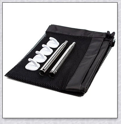 A black, adjustable pet gate made of high-quality mesh material, designed to safely contain pets and children in the home.