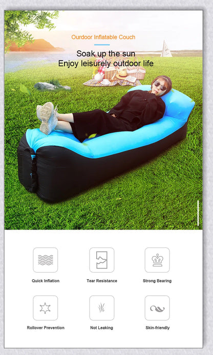 Outdoor Inflatable Couch - A soft, cushioned surface that molds to your body for maximum relaxation in any outdoor setting.