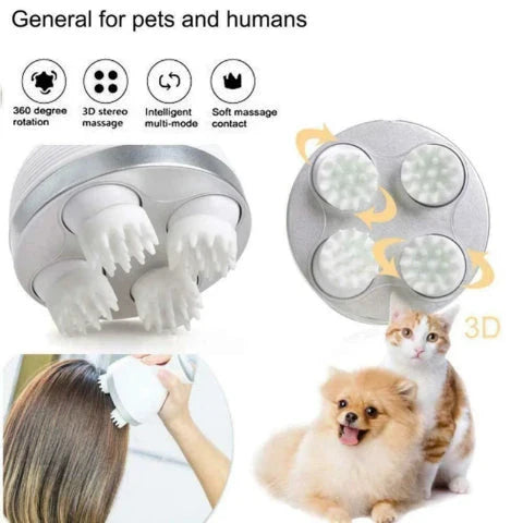 Electric pet head massager with vibration and acupuncture functions to relieve stress and promote relaxation for dogs, cats, and other furry pets
