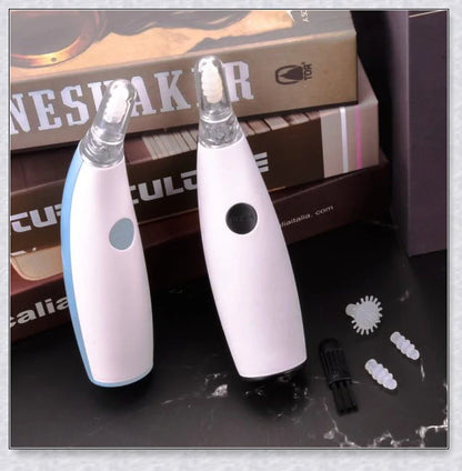 Portable Electric Ear Wax Remover with 360-degree spiral-shaped silicone tip and LED light for safe, effective ear cleaning