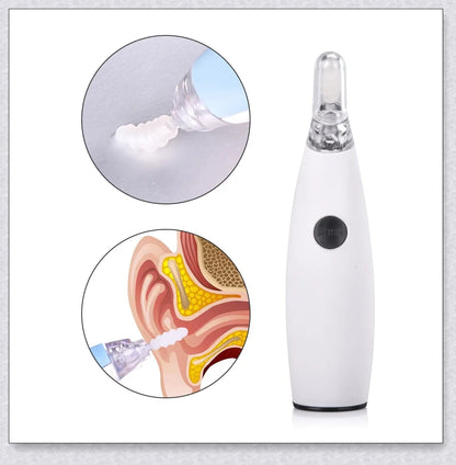 Portable Electric Ear Wax Remover with 360-degree spiral-shaped silicone tip and LED light for safe, effective ear cleaning