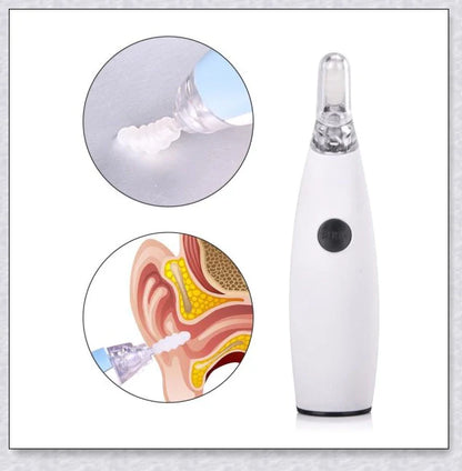 Portable Electric Ear Wax Remover with 360-degree spiral-shaped silicone tip and LED light for safe, effective ear cleaning