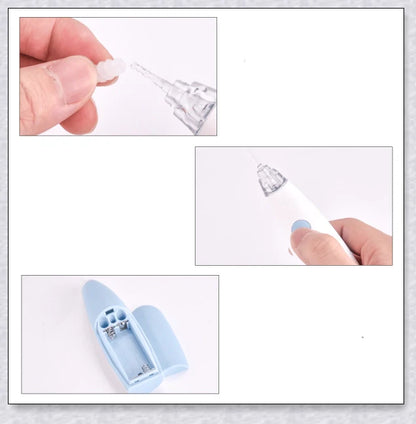 Portable Electric Ear Wax Remover with 360-degree spiral-shaped silicone tip and LED light for safe, effective ear cleaning