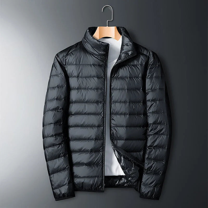 Autumn and Winter Men's Stand Collar Lightweight Down Jacket in various colors