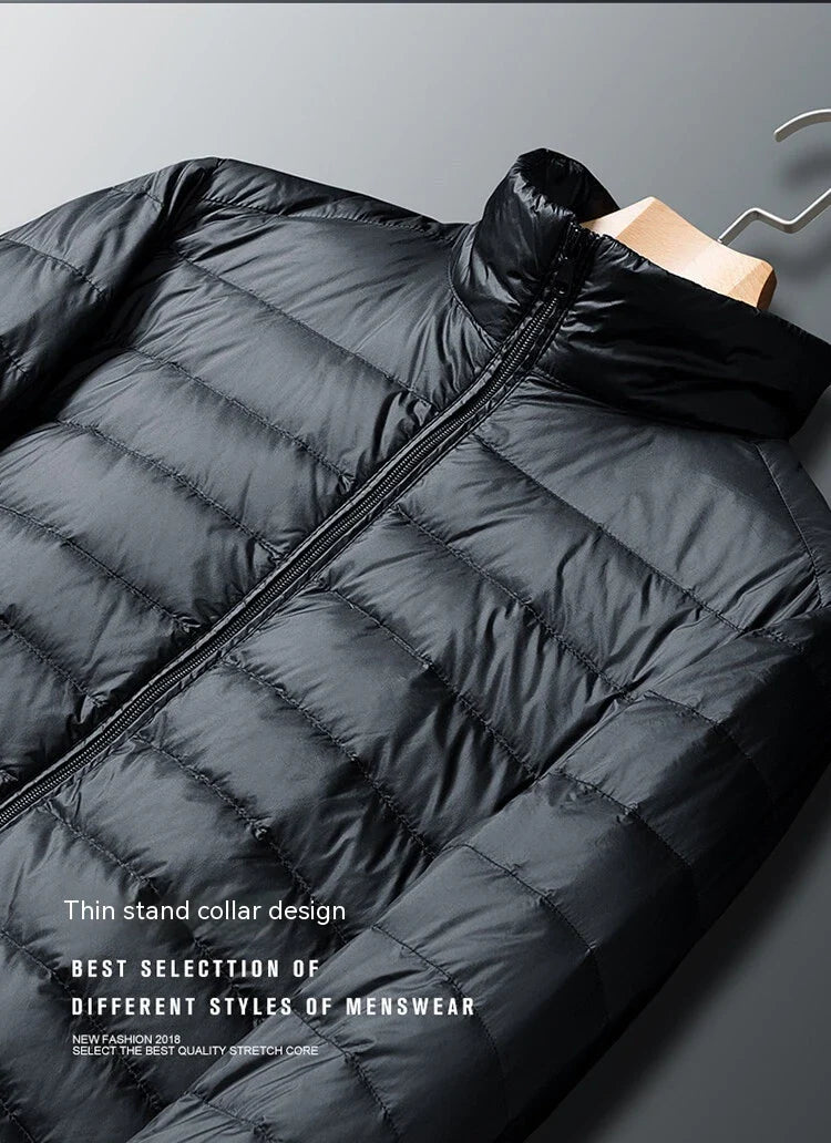 Autumn and Winter Men's Stand Collar Lightweight Down Jacket in various colors