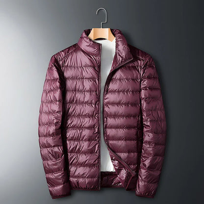 Autumn and Winter Men's Stand Collar Lightweight Down Jacket in various colors