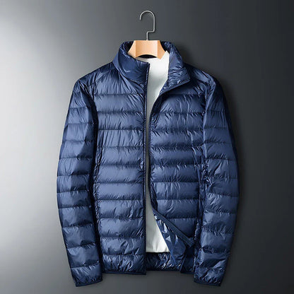 Autumn and Winter Men's Stand Collar Lightweight Down Jacket in various colors