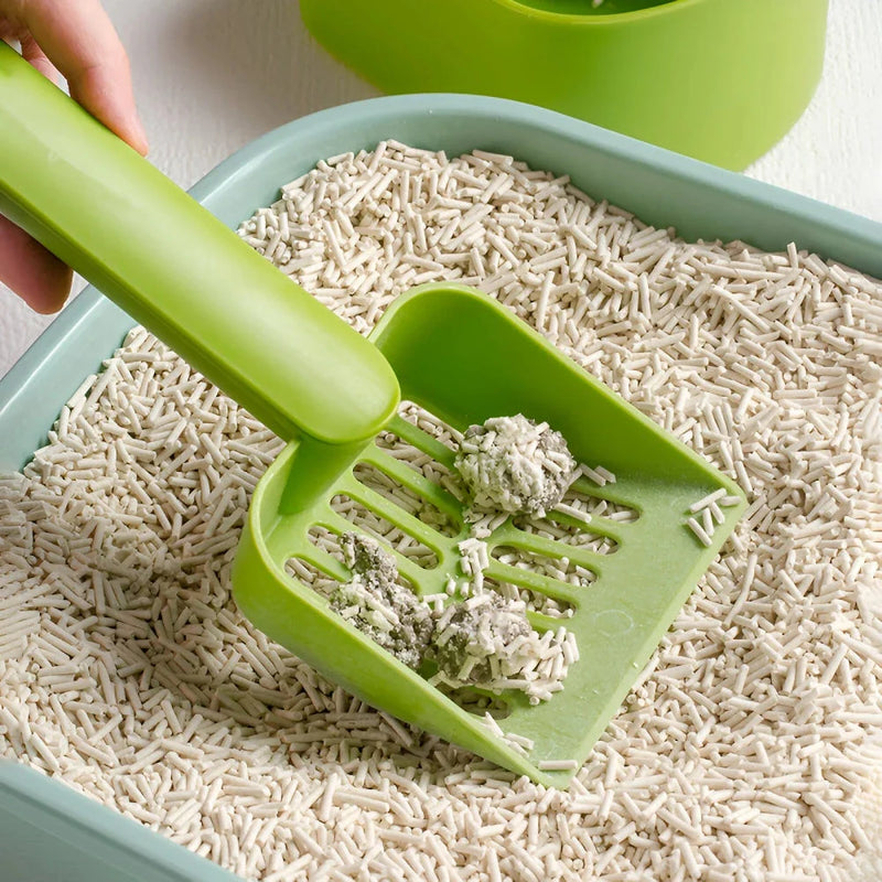 Hhomeenjoy Plastic Cat Litter Scoop with Self-Cleaning Base – Easy & Efficient Litter Box Cleaning Tool