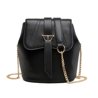 A stylish and practical large capacity chain bag in orange, featuring a bucket-style design and multiple internal pockets for organization.