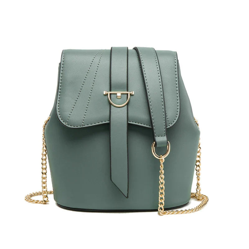 A stylish and practical large capacity chain bag in orange, featuring a bucket-style design and multiple internal pockets for organization.