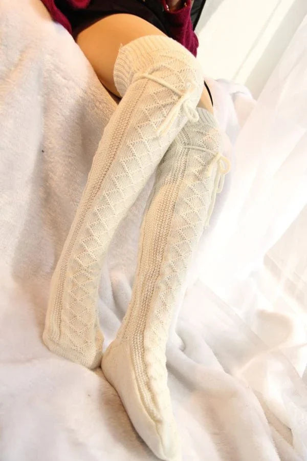Premium acrylic over-the-knee socks in various colors for autumn and winter wear
