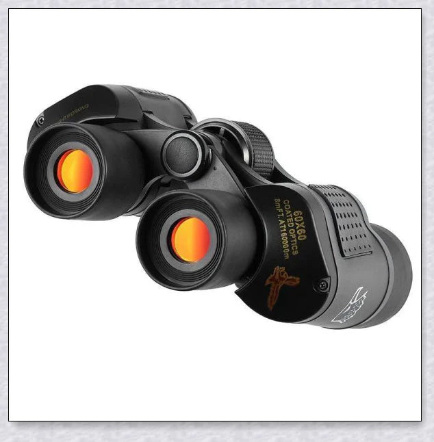 Professional Night Vision Infrared Long Range Binoculars with 60x60 magnification, perfect for outdoor activities like birdwatching, hunting, and hiking.