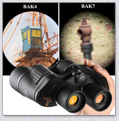 Professional Night Vision Infrared Long Range Binoculars with 60x60 magnification, perfect for outdoor activities like birdwatching, hunting, and hiking.