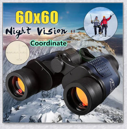 Professional Night Vision Infrared Long Range Binoculars with 60x60 magnification, perfect for outdoor activities like birdwatching, hunting, and hiking.
