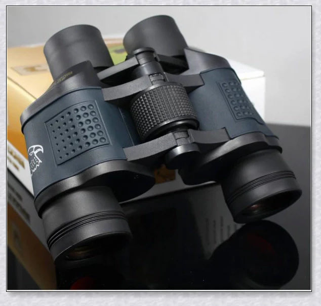 Professional Night Vision Infrared Long Range Binoculars with 60x60 magnification, perfect for outdoor activities like birdwatching, hunting, and hiking.