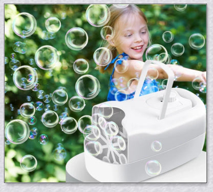 Premium White Bubble Machine Blower with auto-activated feature for durable and hands-free bubble fun
