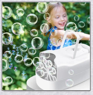 Premium White Bubble Machine Blower with auto-activated feature for durable and hands-free bubble fun