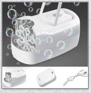 Premium White Bubble Machine Blower with auto-activated feature for durable and hands-free bubble fun